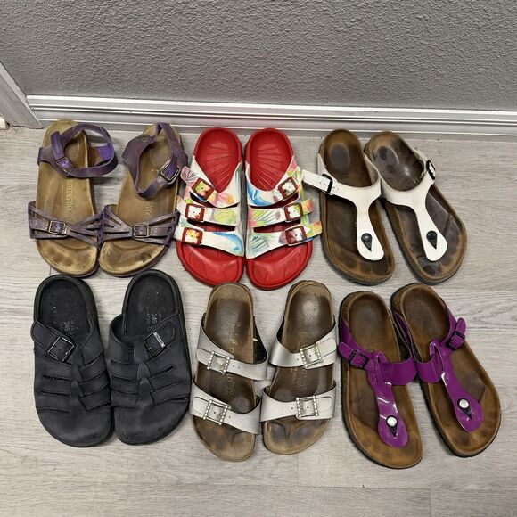 Birkenstock Sandals Collection Wholesale LOT of 6 USED Rehab - EU38 US 7 Read - Picture 1 of 8
